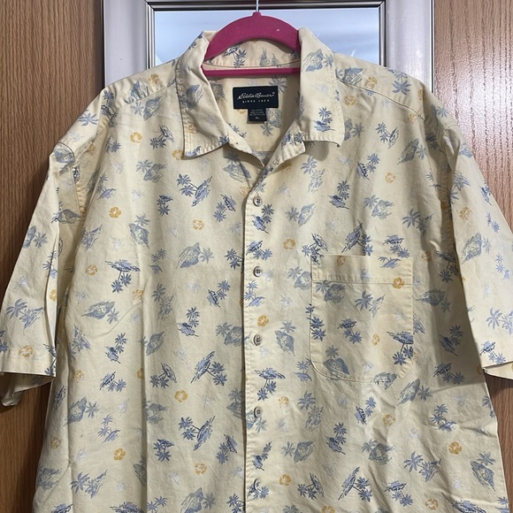 Eddie Bauer XL Aloha button up short sleeve island vibe shirt chest pocket - Picture 2 of 10